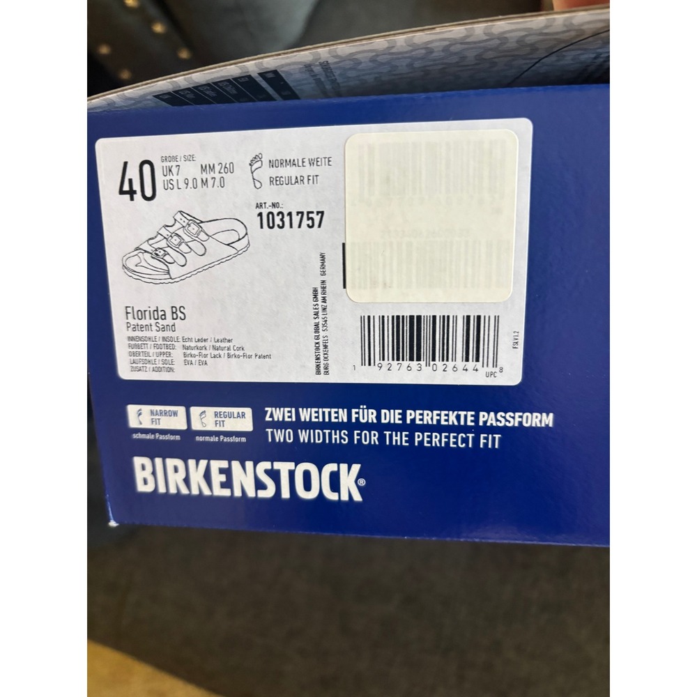 Birkenstock Florida BS Patent Sand Slide Sandals 1031757 Womens 9 Regular